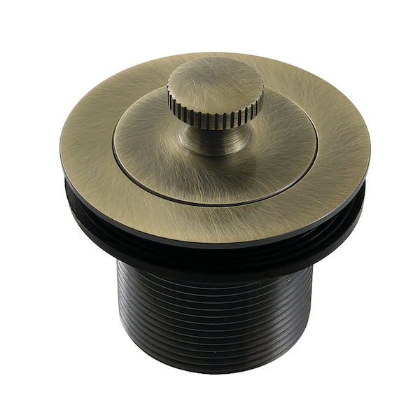 112 Lift and Turn Tub Drain with 112 Body Thread, Antique Brass